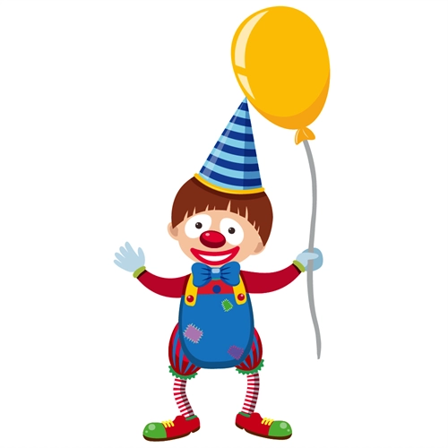 Carnival Circus Theme Clown with Balloon Transparent Sticker